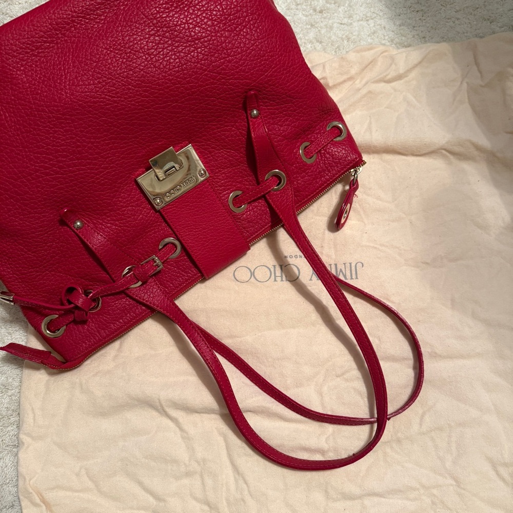 Jimmy Choo Rhea Red Leather Shopper with Dustbag - Picture 5 of 14